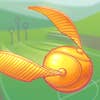 The golden snitch flying through the air