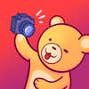 A teddy bear taking a selfie