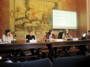 Bojana (below screen) presenting her paper during the conference portion of International Whitman Week 2010