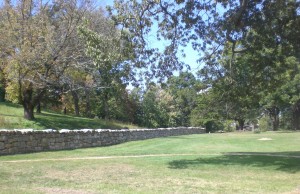 The Sunken Road path and stone wall